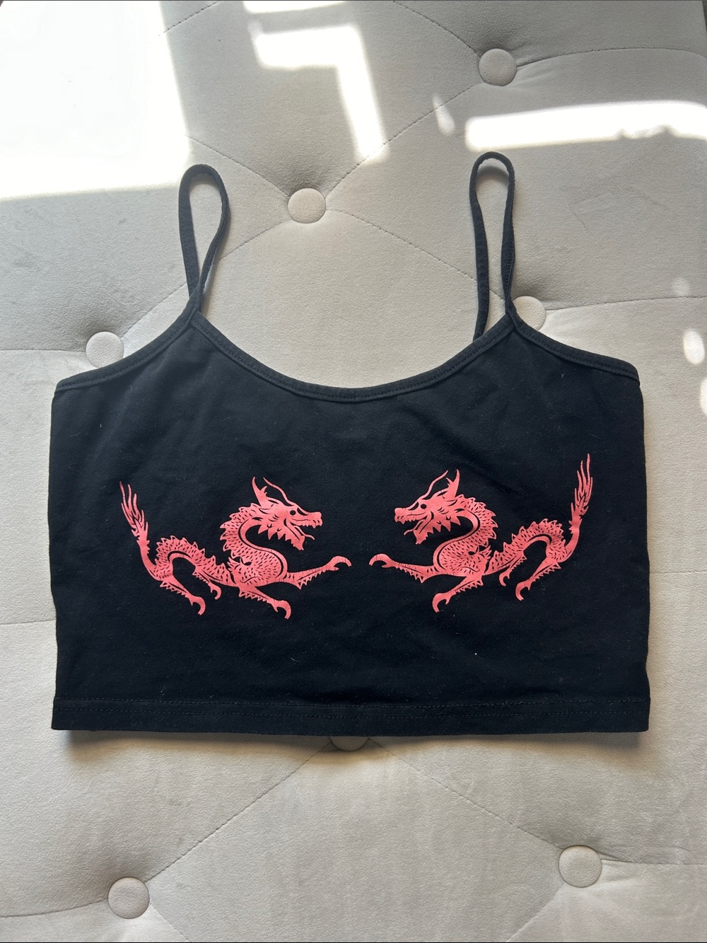 Spaghetti Strap Graphic Crop Top